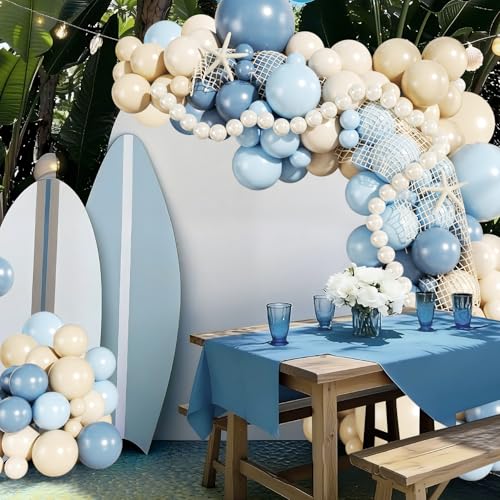 Blue Beach Balloon Arch Kit - 140Pcs Ocean Theme Party Decor