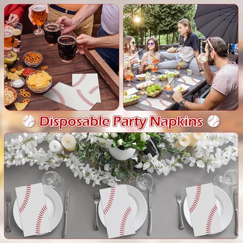 Kochorie 96-Count Baseball Napkins - 7.8 x 4.3 Inches Disposable Party Supplies