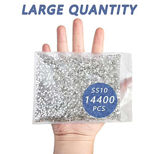 Beadsland SS10 Flat Back Crystal Rhinestones - 14400pcs Bulk Pack