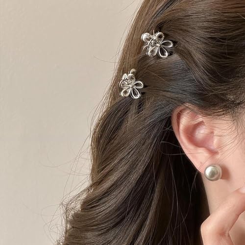 Mini Flower Hair Clips Set of 10 for Women - Elegant Metal Claw Clips