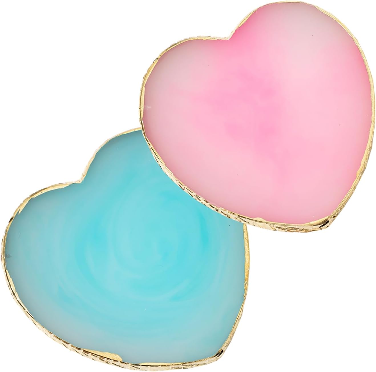 Resin Nail Art Palette Set - 2 Pcs Mixing Tray with Gold Edge | Heart-Shaped White & Purple Design