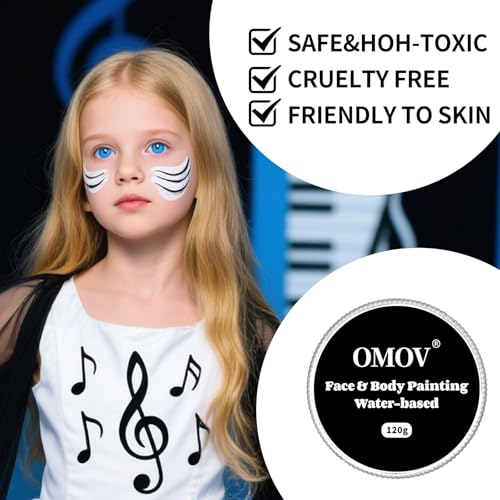OMOV Black Face Paint Palette - 120g Non-Toxic, Water-Activated for SFX Makeup
