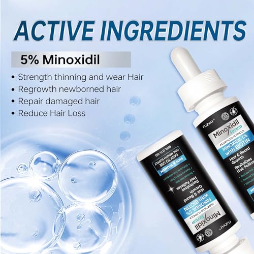 5% Minoxidil for Men, Minoxidil for Women Hair Growth Treatment, Beard Growth Serum, Biotin & Castor Oil Enriched,Strengthens Weak Roots, Repairs Thinning Hair (120ml)