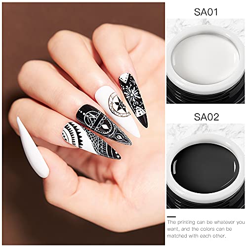 12 Colors Painting Gel Nail Polish Kit with Nail Art Brush - MEET ACROSS