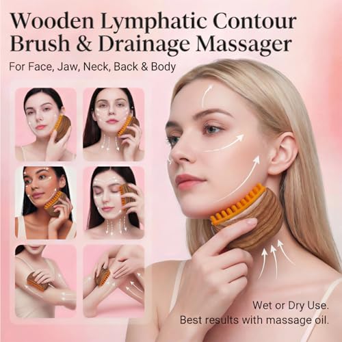 Lymphatic Drainage Face & Body Massage Brush with Silicone Bristles
