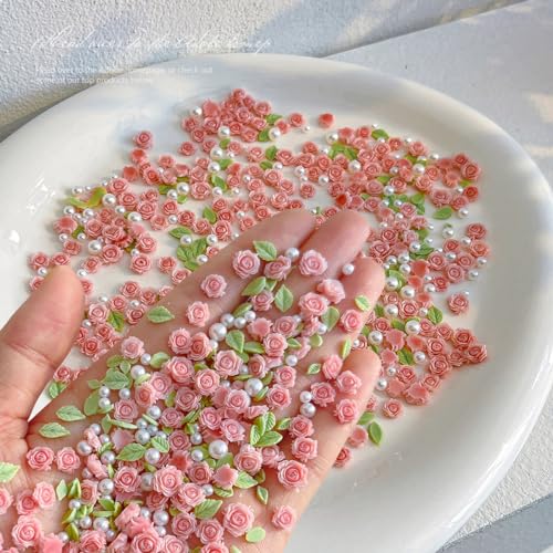 3D Flower Nail Charms with Pearls – 60 Pcs Nail Art Decorations for Manicure & DIY Crafts