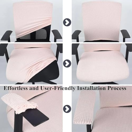 Stretchable 4-Piece Office Chair Cover Set for Swivel Chairs - Purple
