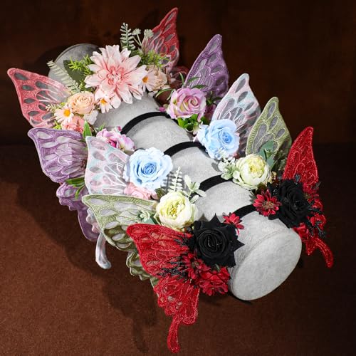 Pink Butterfly Fairy Headband with Wings - Floral Crown for Cosplay