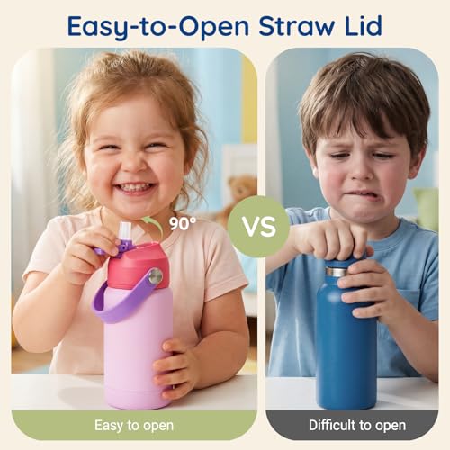 Mommore 12oz Kids Insulated Water Bottle with Straw Lid - Rainbow