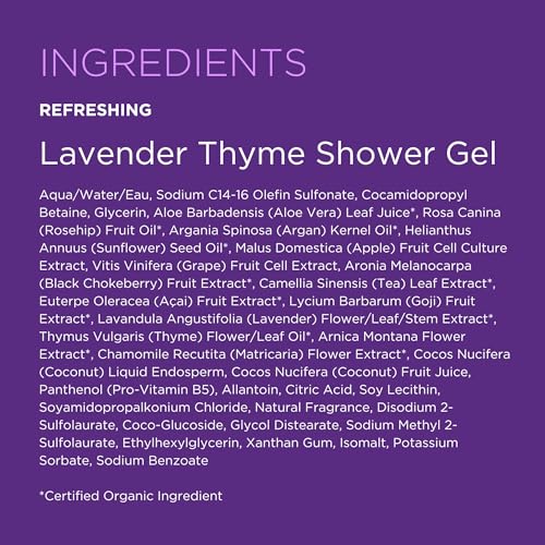 Andalou Naturals Lavender Thyme Shower Gel - 8.5 oz Hydrating Body Wash