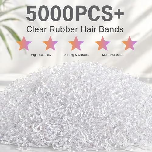 Clear Hair Elastics Bulk Pack 5000+ No Damage Hair Ties for All Hair Types – Bellairis