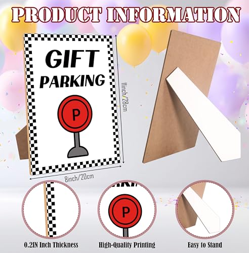 Race Car Birthday Party Wood Sign - 8 x 11 Inch Table Decoration