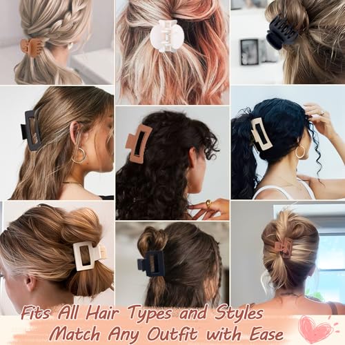 GlowMyst 9PCS Matte Hair Clips - Large & Mini Claw Clips for All Hair Types
