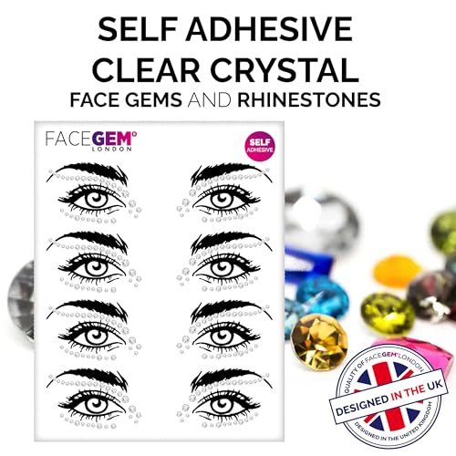 FaceGem London Self-Adhesive Rhinestone Face Jewels for Festival Makeup