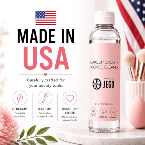 JEGO Makeup Brush Cleaner - Hypoallergenic Liquid Cleanser, 16 Oz (Pack of 2)