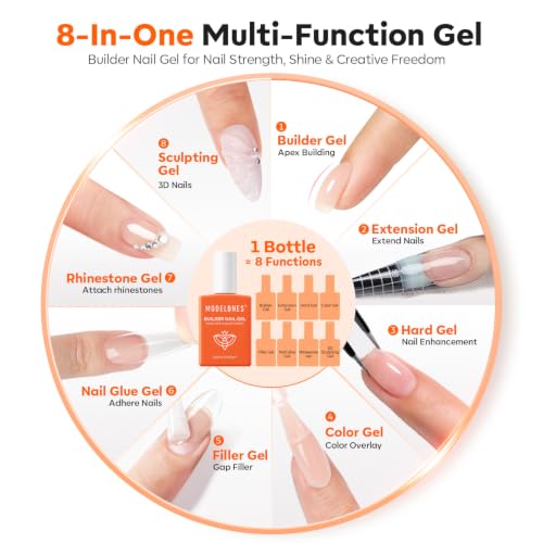 Modelones Clear Builder Nail Gel for Stronger Nails - UV/LED Cured