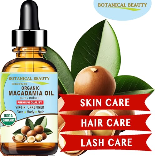 Botanical Beauty Organic Macadamia Oil - 100% Pure Cold-Pressed Carrier Oil