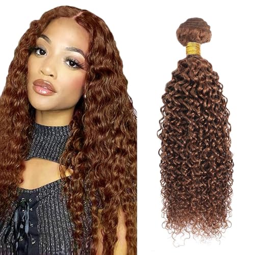 JUIOKAOO 12 Inch Water Wave Human Hair Bundle, Light Brown #30 Virgin Hair