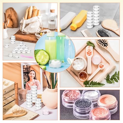 200PCS 5g Clear Plastic Jars with Lids for Travel & Samples