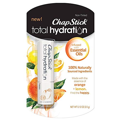 Chapstick Hydrating Lip Balm with Essential Oils - Happy Orange & Lemon, 0.12oz (Pack of 2)