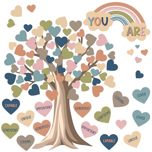 99 Pcs Boho Heart Tree Classroom Bulletin Board Decor Set