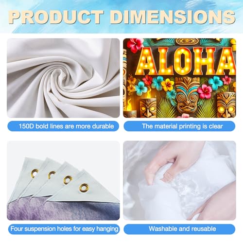 Aloha Luau Party Banner - 71x43 Inch Tiki Backdrop for Summer Events