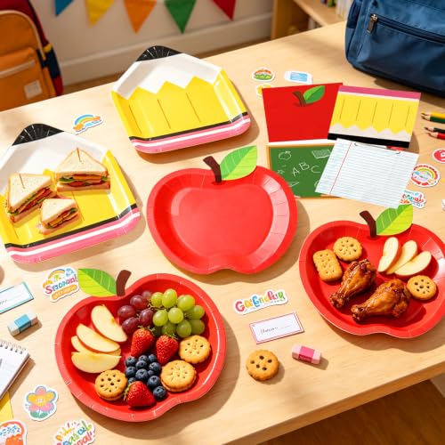 75 PCS Back to School Party Supplies - Apple & Pencil Plates & Napkins