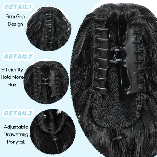30-Inch Curly Ponytail Extension, Claw Clip-in Wavy Hair Piece for Women