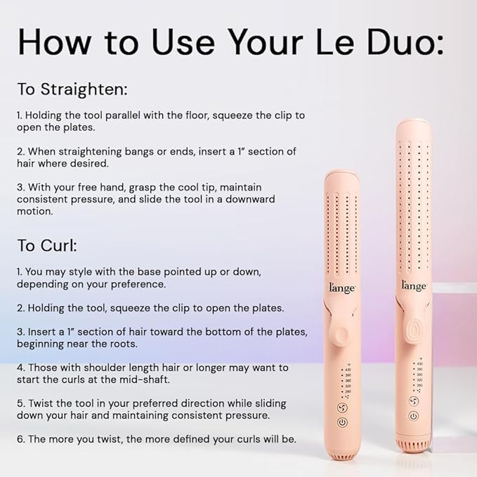 L'ANGE HAIR 2-in-1 Hair Straightener & Curler - 360° Airflow, Titanium Plates | 1" Wand for Long Hair (Blush)