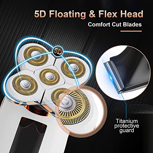 2-in-1 Electric Razors for Women, Wet/Dry 5D Razor & Hair Trimmer with USB Adapter Charging Cable,5D Rechargeable Rotary Shaver Lithium-Ion Battery, Water Resistant Grooming Kit Color B