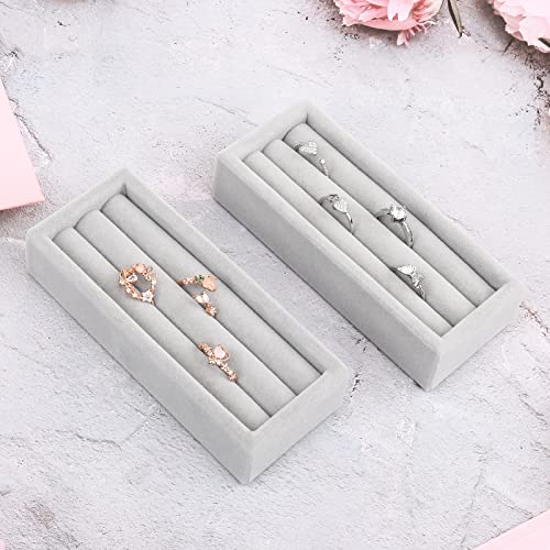 DesignSter Stackable Velvet Jewelry Tray Set - 2PCS Ring Organizer