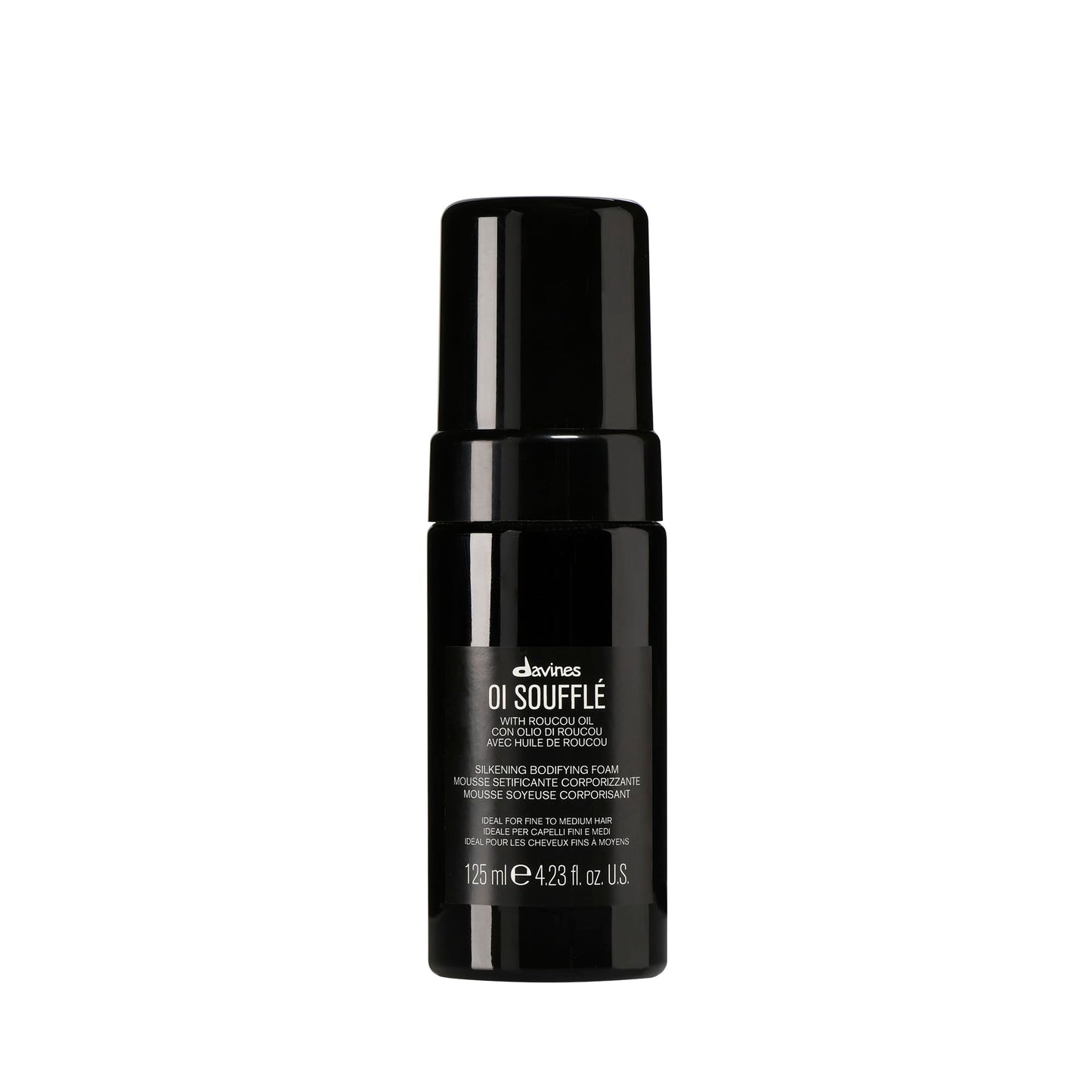 Davines OI Soufflé, Silkening Bodifying Foam for Fine to Medium Hair - Liquid-to-Foam Leave-In Treatment with Chicory Root & Roucou Oil - Adds Volume, Shine & Heat Protection Weightlessly, 4.23 Fl Oz