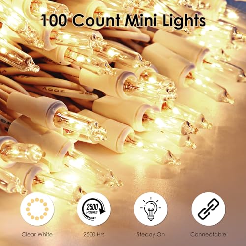 Meteds UL Certified Warm White Mini Christmas Lights - 50 Count, 2 PCS