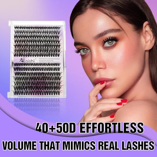 AILAISHI 280pcs DIY Cluster Eyelash Extensions 40D+50D 9-16mm D Curl Fluffy Natural Lashes