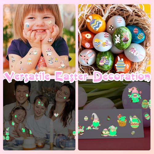 Ozepao 100 Pcs Luminous Easter Temporary Tattoos for Kids Party Favors