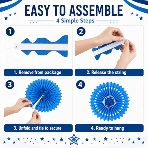 Blue Ocean Themed Paper Fan Decoration Kit - 11 Count