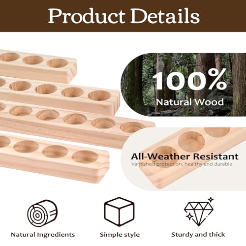 Meao Wooden Essential Oil Display Rack - 4 Pcs 6 Slot Organizer