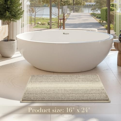 Chenille Bath Mat 17x24 - Extra Soft, Non-Slip, Quick Dry
