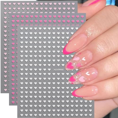 Winter Holiday Heart Nail Stickers Set 8 Sheets Romantic Valentines Manicure Decoration