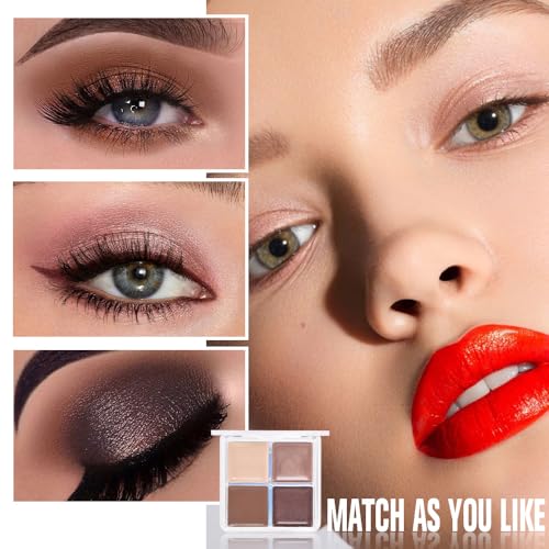Kaely Nude Brown Matte & Shimmer Eyeshadow Palette 0.2oz - Waterproof, Buildable, Cruelty-Free Makeup for Mature Eyes