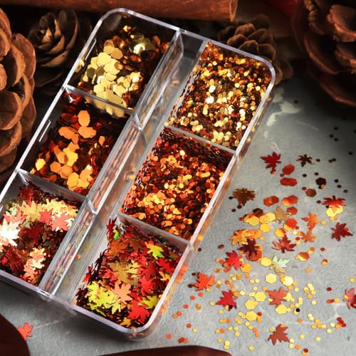 Vopintpy Fall Glitter Sequins 1757 - Autumn Maple Leaf Nail Art Confetti