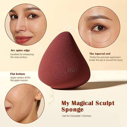 Jessup 3-Piece Makeup Sponge Set - Reusable Foundation Blenders for Face