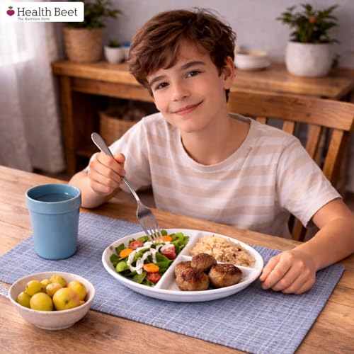 Health Beet Mediterranean Portion Control Plate - 3 Sections for Balanced Meals