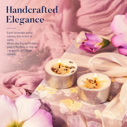 Crenovo Scented Tealight Candles - Lavender, 16 Pack, 6-7h Burn Time