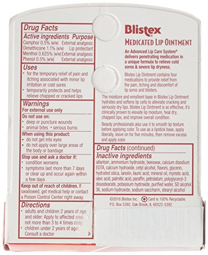 Blistex Medicated Lip Ointment 0.21 oz Pack of 6 - Soothes Dry, Chapped Lips
