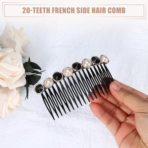 5-Piece Rhinestone Pearl Hair Side Combs - Decorative Updo Hair Accessories