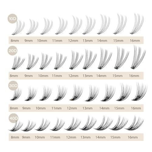 WONSIS 30D 8-16mm Natural Lightweight Reusable False Eyelash Clusters - Soft & Thin