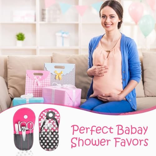 Pickmesh 36 Pcs Baby Shower Favor Sets with Manicure Kits Thank You Cards & Organza Bags