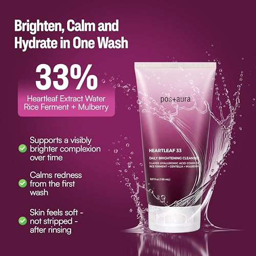 pos+aura Heartleaf 33% Foaming Facial Cleanser - Gentle Hydrating Face Wash