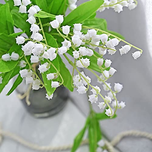 JOSON 12 Artificial White Lilies of the Valley Bouquet for Weddings